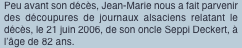 Peu avant son décès, Jean-Marie nous a fait parvenir des découp